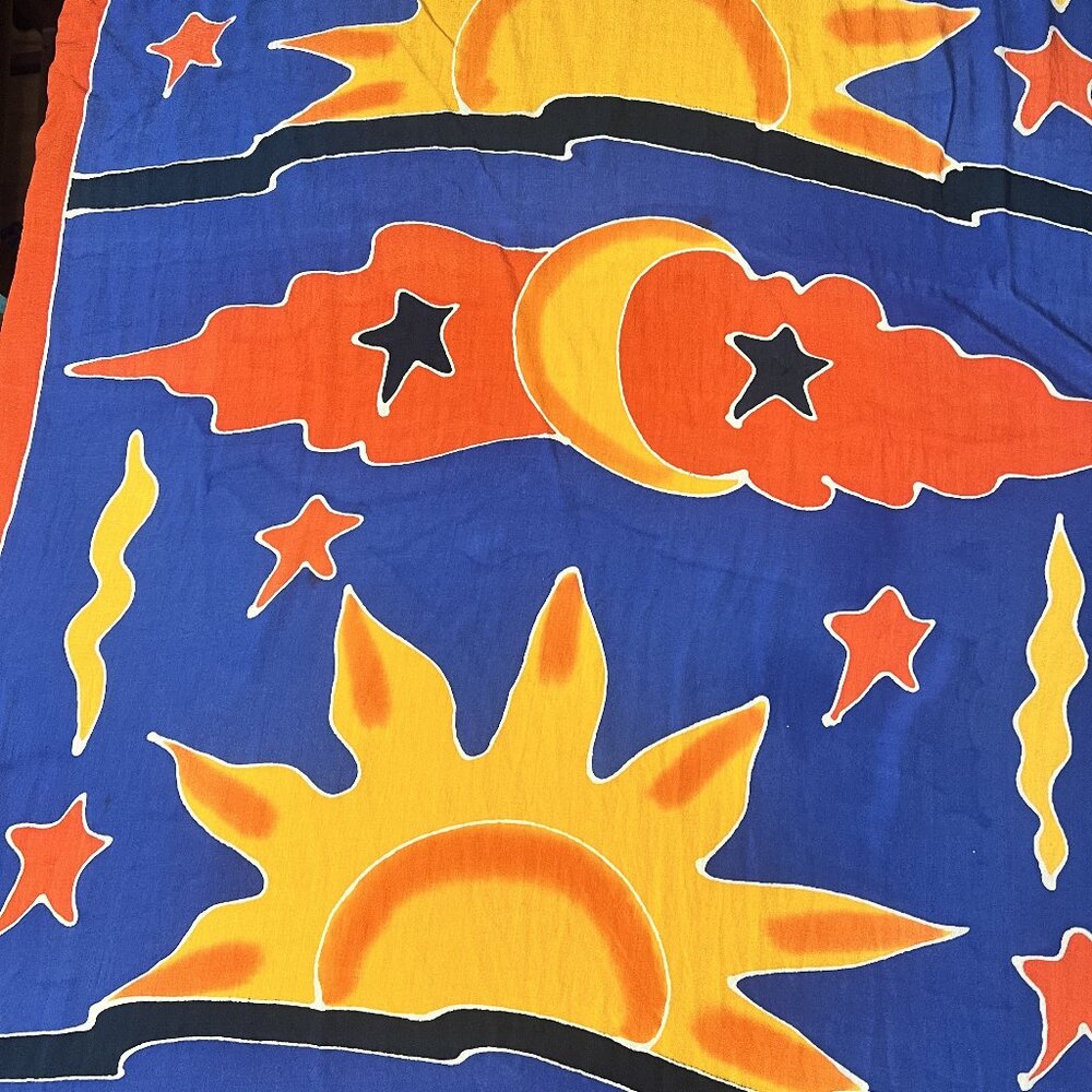 Caribbean Beach Sarong Wrap | Vibrant Blue Orange Yellow | One Size - Picture 2 of 5